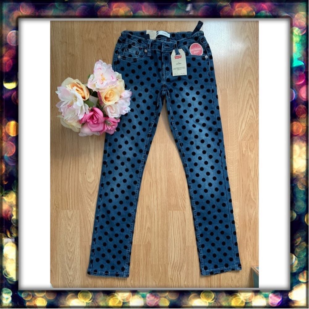 [Levi's] Girl's 711 Skinny Polka dots Jeans